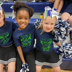 Elementary cheer kids at one of our summer camps.